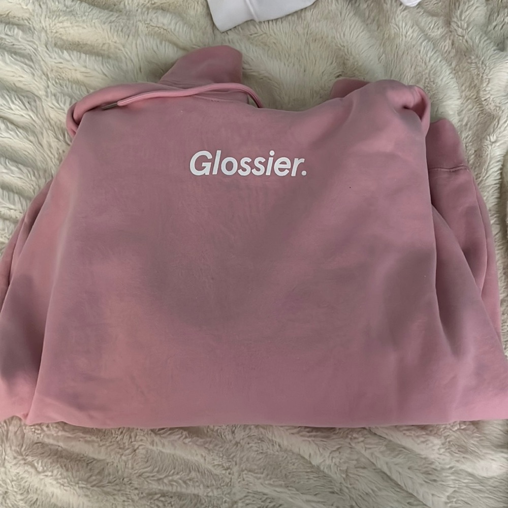 glossier pink hoodie